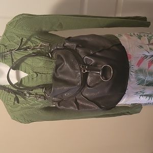 Vintage Gucci GG Black Leather handbag.